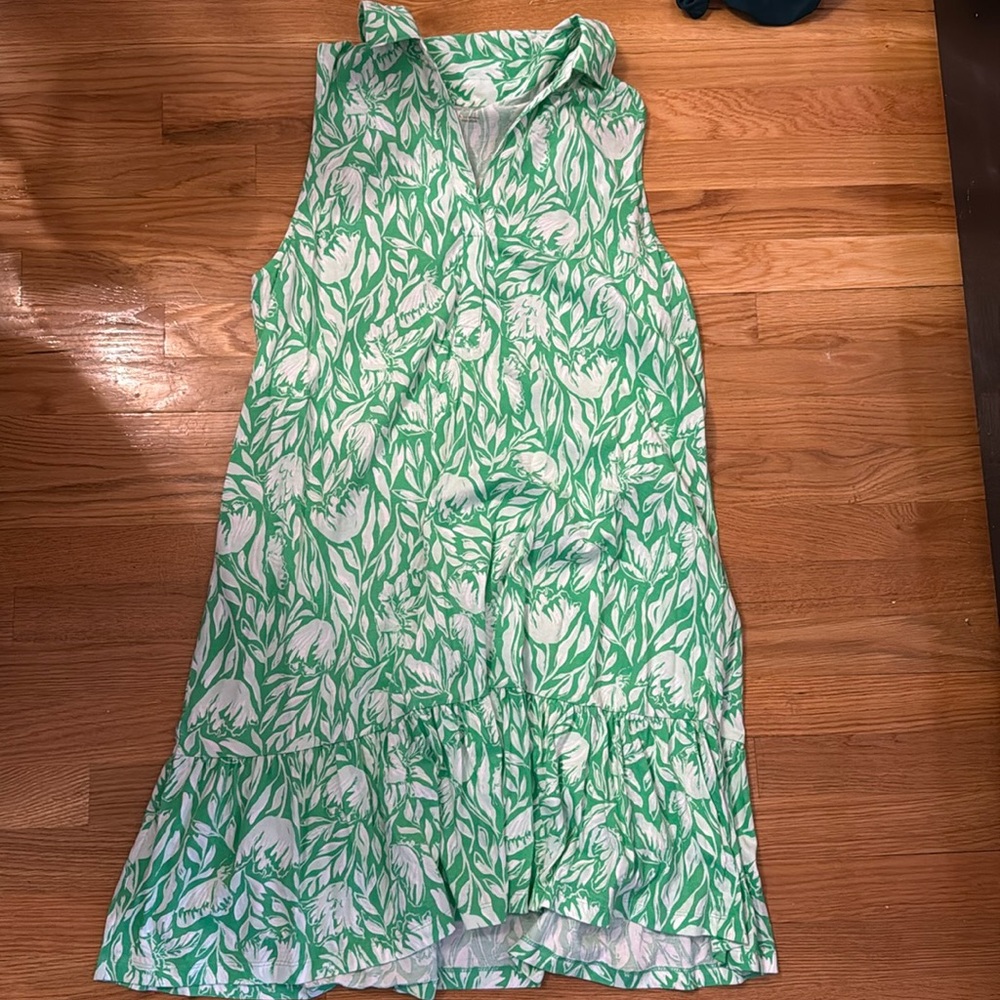 Lilly Pulitzer Riegan Fauna Green and White Dress Size XL